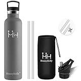 HoneyHolly Vakuum Isolierte Trinkflasche 1000ml – ‎Kühles Grau - 4
