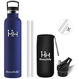 HoneyHolly Vakuum Isolierte Trinkflasche 1000ml – ‎Navy Blau - 4