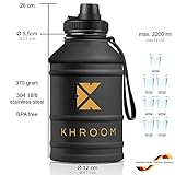 Khroom® Edelstahl Trinkflasche 2200ml – Schwarz - 2