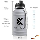 Khroom® Edelstahl Trinkflasche 1300ml – Grau - 4