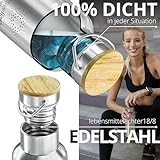BeMaxx ACTIVE FLASK Edelstahl Trinkflasche 530ml – Classic Stainless Bamboo - 5