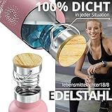 BeMaxx ACTIVE FLASK Edelstahl Trinkflasche 530ml – Dusky Pink Bamboo - 5