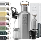 BeMaxx ACTIVE FLASK Edelstahl Trinkflasche 950ml – Classic Stainless Bamboo