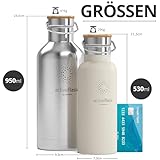 BeMaxx ACTIVE FLASK Edelstahl Trinkflasche 950ml – Classic Stainless Bamboo - 4