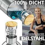 BeMaxx ACTIVE FLASK Edelstahl Trinkflasche 950ml – Classic Stainless Bamboo - 5