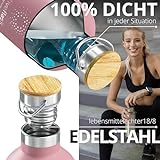 BeMaxx ACTIVE FLASK Edelstahl Trinkflasche 950ml – Dusky Pink Bamboo - 5