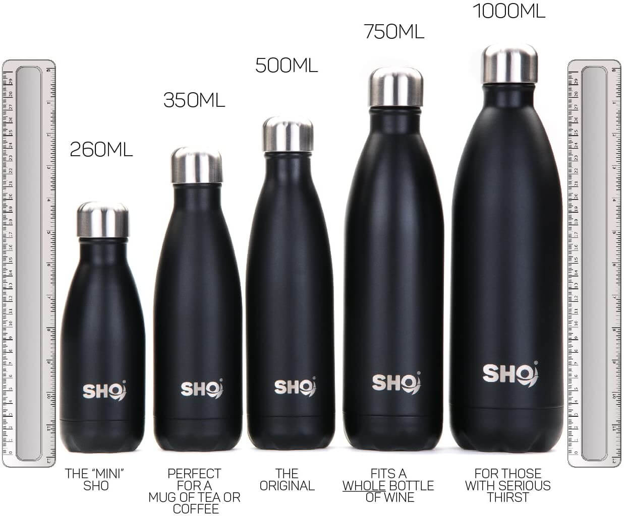 SH Online Edelstahl Trinkflasche Größenvergleich